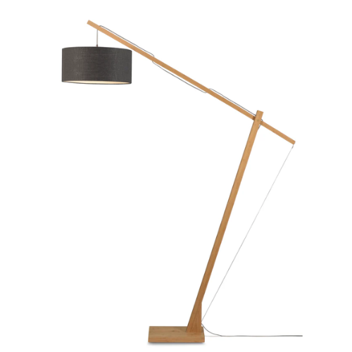 Good&Mojo Vloerlamp Montblanc bamboe h.207/kap 47x23cm eco linnen, donkergrijs